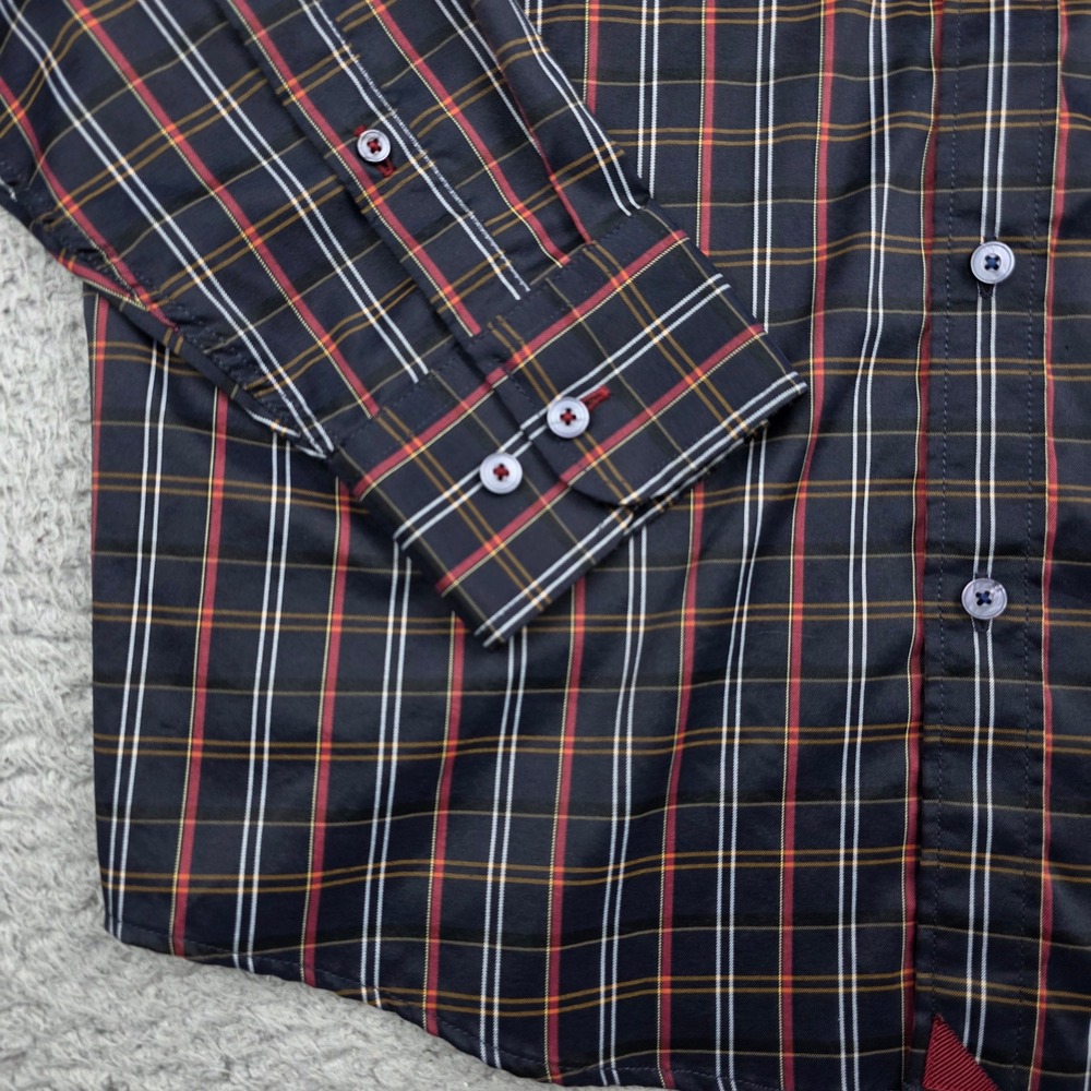 UNTUCKit Button Down Shirt Mens XL Navy Blue Valencay Plaid Slim Fit Long Sleeve - Picture 11 of 14